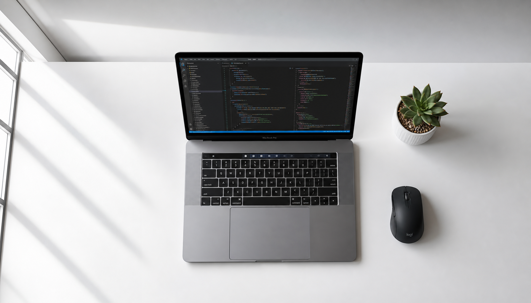 Handcodierte Website-Entwicklung am Laptop